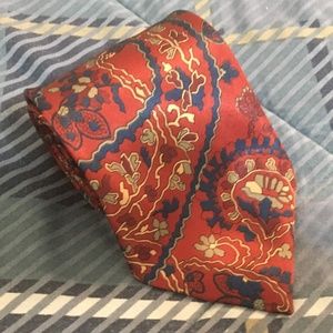 Delmani red floral pattern Tie